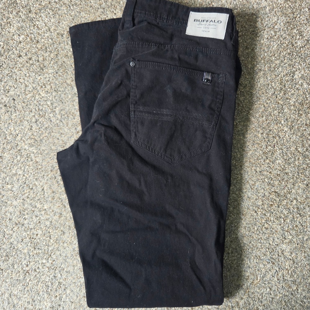 Buffalo David Bitton Evan-X Mens Black Slim Straight Stretch‎ Pants W36 L34
